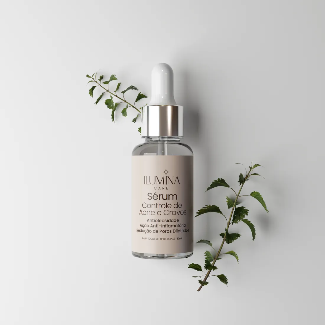 Sérum Antiacne e Controle de Cravos com ramo verde