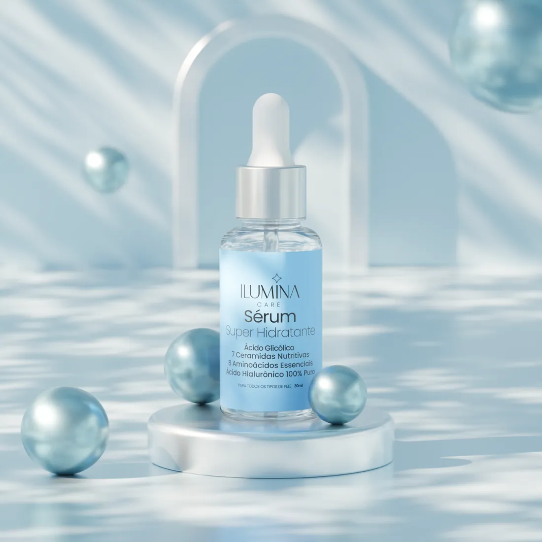Sérum Super Hidratante sobre pedestal claro